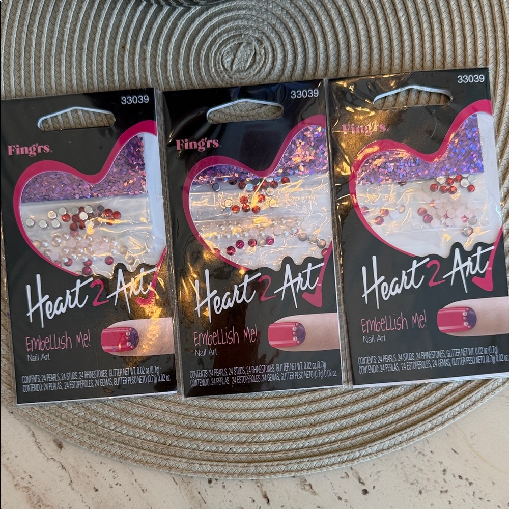 Fing'rs Heart 2 Art Nail Art Embellishments - Pink Mix Trio